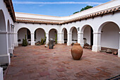 The inner courtyard of the Pio Pablo Diaz Archeological Museum in Cachi, Argentina.