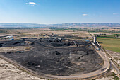 Aerial view of the the Savage Energy Terminal, a coal transfer facility in Price, Utah. Coal is brought from the minesby truck and transferred to rail cars