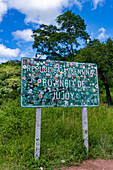 The sign at the border between Salta & Jujuy on Route 9 in the Yungas rainforest between Salta & San Salvador de Jujuy, Argentina.