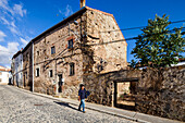 Soria, Spain, Aug 13 2009, Explore the charming streets of Almarza, where historical buildings showcase traditional Spanish architecture under a clear blue sky.