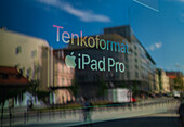 Apple Store display window in Prague