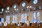 Morning mass on August 9th, every year, in memory of the victims of the atomic bomb. Urakami Cathedral, Nagasaki, Japan