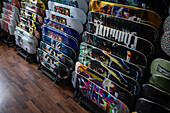 Assorted boards inside skateboarding store