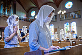 Morning mass on August 9th, every year, in memory of the victims of the atomic bomb. Urakami Cathedral, Nagasaki, Japan