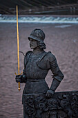 Bruncvik soldier with a sword statue on Charles Bridge in Prague