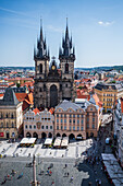 View of Church of Our Lady before Tyn from the Astronomical Clock in Old Town Hall tower, Prague