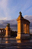 Heroes Square at sunset, Budapest, Hungary