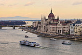 Parliament building and Danube River in Budapest, Hungary, Europe