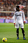 Seville, Spain, Feb 7 2009, Romaric stands poised to execute a free kick in a tense derby match at Sánchez Pizjuán on February 7, 2009.