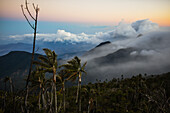 Sunrise view of the Sierra Nevada de Santa Marta, Mountains, including Cerro Kennedy, also known as 'la Cuchillo de San Lorenzo', Colombia