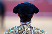 Seville, Spain, Aug 15 2008, Luis de Pauloba stands with his back to the crowd in the iconic bullring of Seville, preparing for the upcoming event.