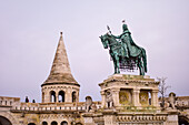 The statue of St. Stephen at the Fisherman's Bastion, Budapest