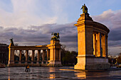 Heroes Square at sunset, Budapest, Hungary