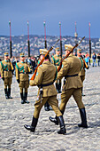 Changing of the Guard in Sandor Palace of Budapest, Hungary