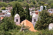 View over the cathedral of Humahuaca from the monument hill. Humahuaca Valley or Quebrada de Humahuaca, Argentina.