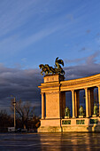 Heroes Square at sunset, Budapest, Hungary