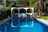 The swimming pool of the Portal del Santo Hotel in Cafayate, Argentina.