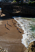 Beach under stone bridge Rocher du Basta, Biarritz, France