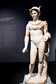 Berlin, Germany, July 24 2009, Discover the exquisite marble Hermes sculpture, a fine example of Roman artistry from the 2nd century, in Berlin\'s Pergamon Museum.