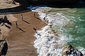 Beach under stone bridge Rocher du Basta, Biarritz, France