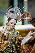 Seville, Spain, May 31 2009, These 18th century sculptures depict Saint Anne with her daughter, the Virgin Mary, in the Church of San Lorenzo, Seville, Spain.