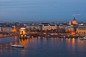 St. Stephen's Basilica and Szechenyi Chain Bridge in Budapest, Hungary