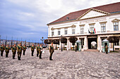 Changing of the Guard in Sandor Palace of Budapest, Hungary