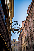 Sign of traditional Trdelnik pastry shop in Prague