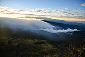 Sunrise view of the Sierra Nevada de Santa Marta, Mountains, including Cerro Kennedy, also known as 'la Cuchillo de San Lorenzo', Colombia