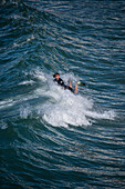 Bodyboarder in Grande Plage beach of Biarritz, France