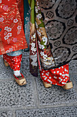 Group of women dressed as Maikos in the streets of Kyoto, Japan