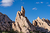 The fantastic eroded landscape of the Angastaco Natural Monument in the Calchaqui Valley in Salta Province, Argentina.