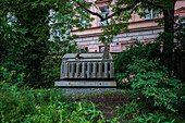 Building Sculptures and Girl with a Dove by Kristof Kintera at Holubicka Park, Prague