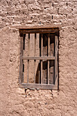 Ruins of the adobe buildings of a former hacienda near Seclantas in the Calchaqui Valley in the Salta Province of Argentina.