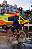 Young woman cycling in Budapest