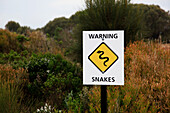 Warning Snakes sign, Watch out for snakes, rural Victoria, Australia, Pacific