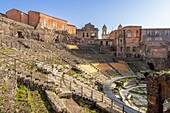 Antikes griechisch-römisches Theater von Catania, Catania, Sizilien, Italien, Mittelmeerraum, Europa