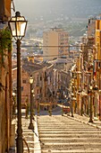 Monumental Staircase of Via Roma, Termini Imerese, Palermo, Sicily, Italy, Mediterranean, Europe