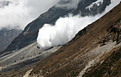 Huge avalanche, near Tangnag, Khumbu region, Himalayas, Nepal, Asia