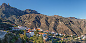 View over Tejeda to Roque Nublo, Gran Canaria, Canary Islands, Spain, Atlantic, Europe