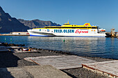 Ferry at the harbour of Puerto de las Nieves, Gran Canaria, Canary Islands, Spain, Atlantic, Europe