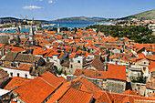 The old town viewed from the bell tower of Cathedral of St. Lawrence, Trogir, UNESCO World Heritage Site, near Split, Croatia, Southeast Europe