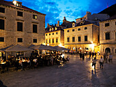 Luza Square at dusk, Dubrovnik, Croatia, Europe