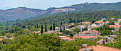 Blick auf Theologos Dorf von erhöhter Position, Theologos, Thassos, Ägäisches Meer, Griechische Inseln, Griechenland, Europa