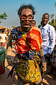 Traditional masked man, Tshikapa, Kasai, Democratic Republic of Congo, Africa