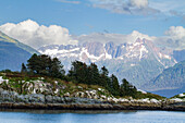 A view of South Marble Island in Glacier Bay National Park and Preserve, UNESCO World Heritage Site, Southeast Alaska, United States of America, North America