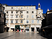 Peoples Square and Town Clock in the Old Town, Split, Croatia, Europe