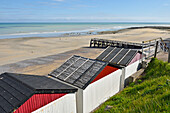 Bathing huts, Veules-les-Roses, Seine-Maritime department, Normandy region, France, Europe