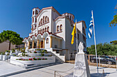 View of Holy Ortodox Church of the Assumption, Potos, Thassos, Aegean Sea, Greek Islands, Greece, Europe