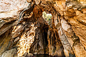 Rocky cliffs of Shpella e Pirateve tourist attraction, Albania, Europe